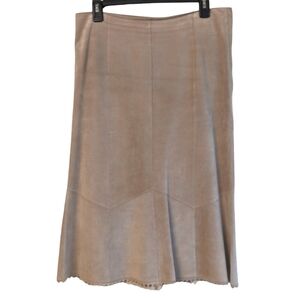 Karen Kane Suede Tan Gored Midi Skirt  Size 8